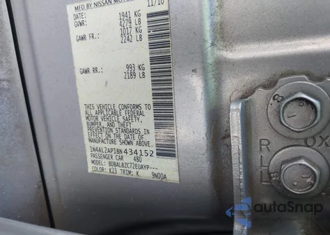 2011 Nissan Altima 2.5 S from USA, damaged, VIN 1N4AL2AP1BN434152